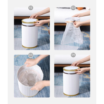 Контейнер для сміття JAH Nordic Сенсорний Білий із золотим 9 л (20259)