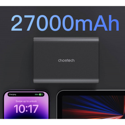 Батарея універсальна Choetech 27000mAh, PD/3.0/100W, USB-C*2/100+100W, USB-A*2/QC3.0/22.5W (B635-BK)