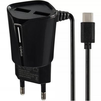 Зарядний пристрій Gelius Pro Edition Auto ID 2USB + Cable Type-C 2.4A Black (00000072152)