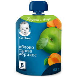 Дитяче пюре Gerber Яблуко Гарбуз Абрикос 90 г (7613036034999)
