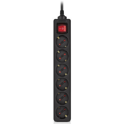 Мережевий фільтр живлення REAL-EL RS-6 Protect M 3m, black (EL122300034)