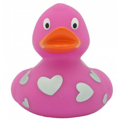 Іграшка для ванної Funny Ducks Розовая утка в белых сердечках (L1938)