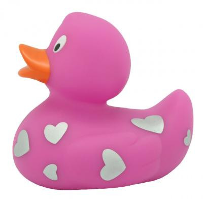 Іграшка для ванної Funny Ducks Розовая утка в белых сердечках (L1938)