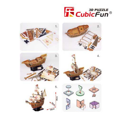 Пазл Cubic Fun Тривимірна головоломка-конструктор Корабель Санта Марія (T4008h)
