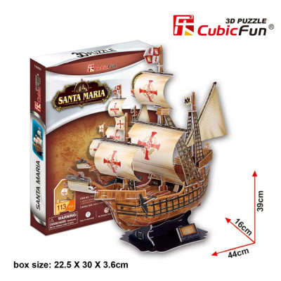 Пазл Cubic Fun Тривимірна головоломка-конструктор Корабель Санта Марія (T4008h)