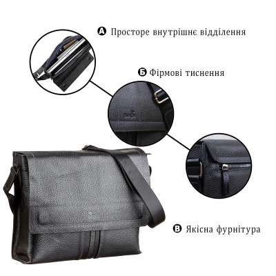 Сумка Shvigel Шкіряна Чорна (11106)