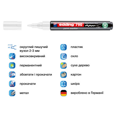 Маркер Edding Paint e-790 2-3 мм круглий білий (e-790/11n)