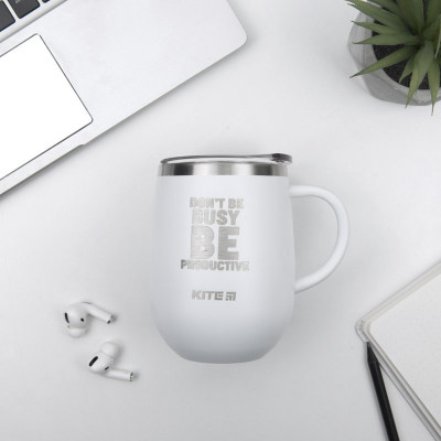 Поїльник-непроливайка Kite Be productive термокружка 360 мл, біла (K22-378-03-1)