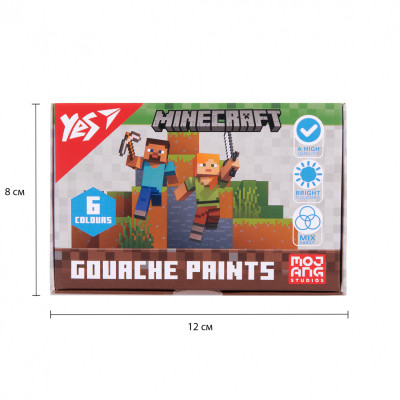 Гуашеві фарби Yes Minecraft 6 кольорів по 20 мл (230405)
