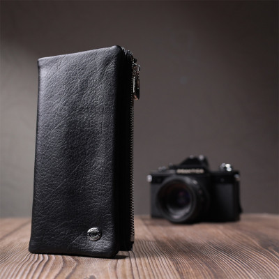 Гаманець ST Leather Унісекс з м&#039;якої натуральної шкіри Чорний (22743)