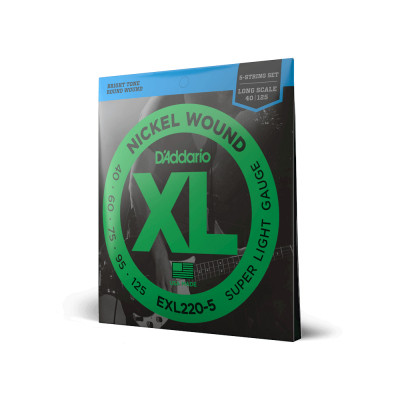 Струни для гітари D&#039;Addario XL Nickel Wound Bass Super Light 5-String (40-125) (EXL220-5)
