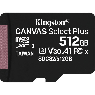 Карта пам&#039;яті Kingston 512GB microSDXC class 10 UHS-I U3 V30 A1 Canvas Select Plus (SDCS2/512GBSP)