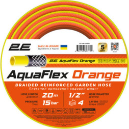 Шланг для поливу 2E AquaFlex Orange 1/2&quot;, 20м, 4 шари, 20бар, -10+60°C (2E-GHE12OE20)