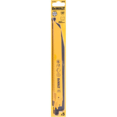 Полотно DeWALT біметалічний, 203 мм, крок зубів 10-14 TPI, 5 шт (DT2387)