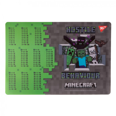 Підкладка настільна Yes А3 Minecraft Heroes з підказками таблиця множення (492249)
