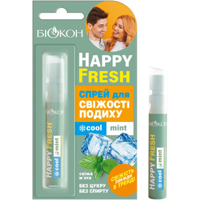 Спрей для ротової порожнини Біокон Happy Fresh Для свіжості подиху Свіжа м&#039;ята 10 мл (4823110300022)