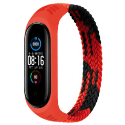Ремінець до фітнес браслета BeCover Elastic Nylon Style для Xiaomi Mi Smart Band 5/6 (Size L) Black-Red (706157)