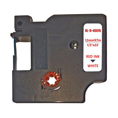 Стрічка для принтера етикеток UKRMARK RL-D-45015P-RE/WT, аналог DYMO S0720550, 12мм х 7м. (900296)