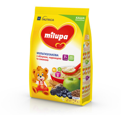Дитяча каша Milupa Мультизлакова з яблуком, чорницею й ожиною для дітей від 7 місяців 170 г (5900852044243)