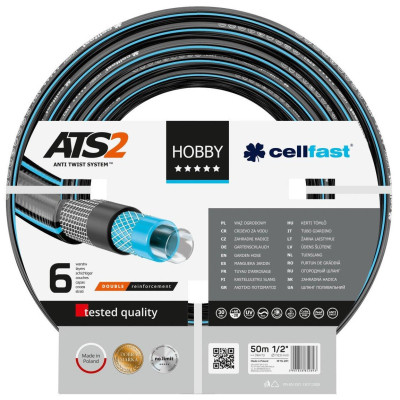 Шланг для поливу Cellfast HOBBY ATS, 1/2&quot;, 50м, 6 шарів, до 30 Бар, -20…+60°C (16-201)