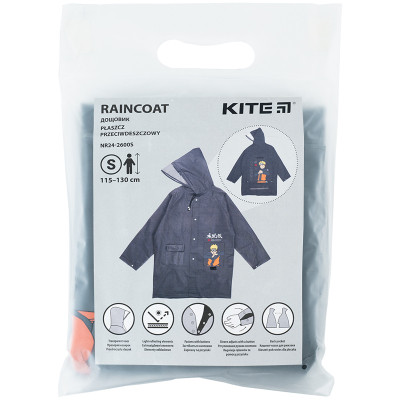 Дощовик дитячий Kite Naruto S 115 - 130 см Сірий (NR24-2600S)