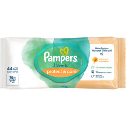 Дитячі вологі серветки Pampers Harmonie Protect&amp;Care з календулою 44 шт (8700216250641)