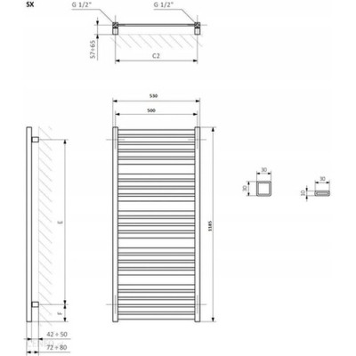 Сушарка для рушників Terma 1185x530 Marlin One (WWMRN118053KS96E1U)