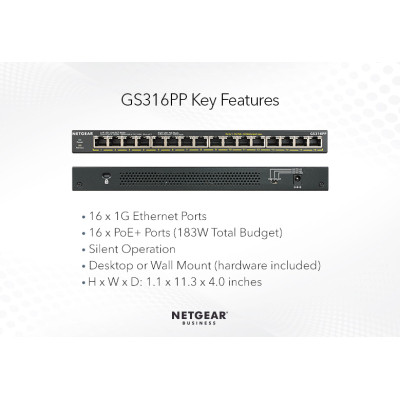 Комутатор мережевий Netgear GS316PP-100EUS