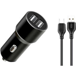 Зарядний пристрій XO TZ09 2.4A/2 USB + cable microUSB Black (XO-TZ09M-BK)
