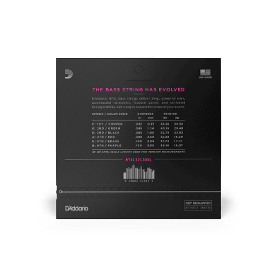 Струни для гітари D&#039;Addario NYXL Bass Regular Light 6-String / Super Long Scale (32-130) (NYXL32130SL)