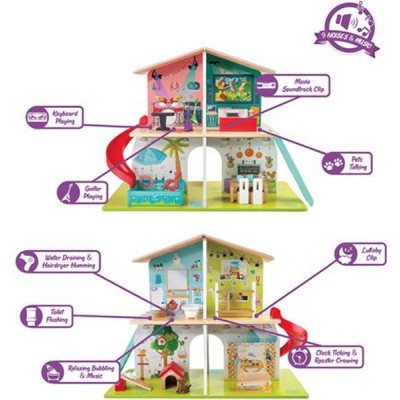 Ігровий набір Hape Ляльковий будинок з гіркою, меблями та аксесуарами (E3411)