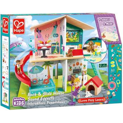 Ігровий набір Hape Ляльковий будинок з гіркою, меблями та аксесуарами (E3411)