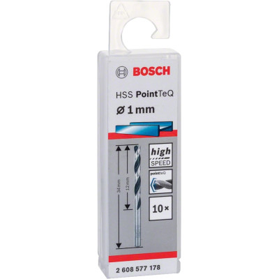 Свердло Bosch по металу HSS-PointTeQ, 1х12х34мм, 10шт (2.608.577.178)