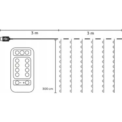 Гірлянда Chomik Штора 3 х 3 м 300 LED Теплий білий USB з пультом (5900779879997)