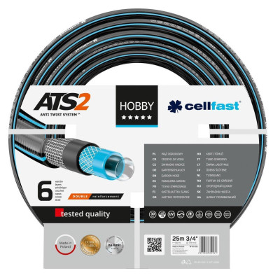 Шланг для поливу Cellfast HOBBY ATS, 3/4&#039;, 25м, 6 шарів, до 30 Бар, -20…+60°C (16-220)