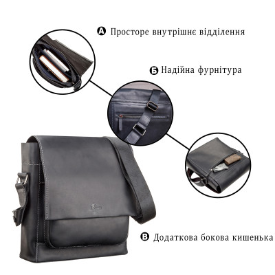 Сумка Shvigel Шкіряна Чорна (11112)