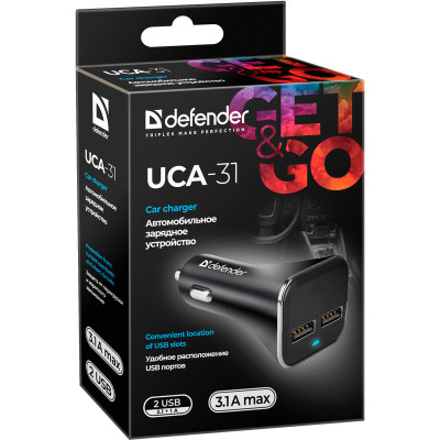 Зарядний пристрій Defender 2xUSB 15W (2xUSB-A) UCA-31 5V/3.1A (83597)