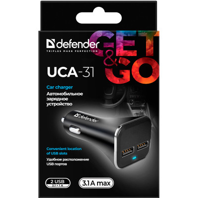 Зарядний пристрій Defender 2xUSB 15W (2xUSB-A) UCA-31 5V/3.1A (83597)