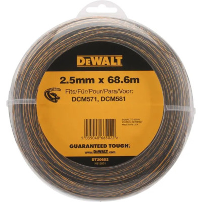 Жилка косильна DeWALT діаметр 2.5 мм, довжина 68.7 м, кручена (DT20652)