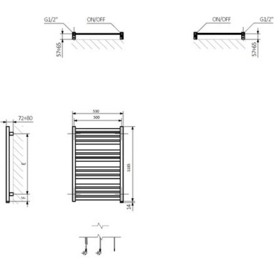 Сушарка для рушників Terma 1185x530 Marlin One (WWMRN118053KS96E8P)