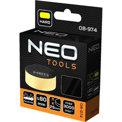 Круг зачистной Neo Tools полировальный, губка мягкая, на липучке, 80x25мм (08-974)