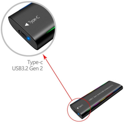 Кишеня зовнішня Dynamode M.2 SSD NVMe/SATA combo USB3.2 GEN2 Type-C aluminium black (DM-CAD-SSD10)