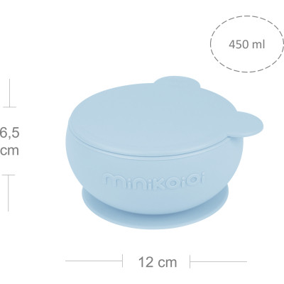 Тарілка дитяча MinikOiOi Bowly глибока з кришкою на присосці Mineral Blue (101080003)
