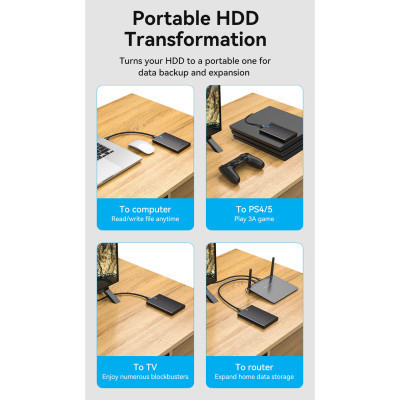 Кишеня зовнішня Vention 2.5&quot; HDD/SSD USB 3.0 Micro-B Black (KPAB0)