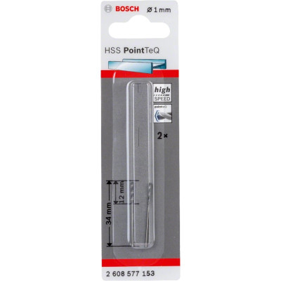 Свердло Bosch по металу HSS-PointTeQ, 1х12х34мм, 2шт (2.608.577.153)