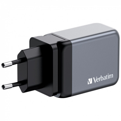 Зарядний пристрій Verbatim GaN 65 W 3 ports (2xUSB-C-65 W /USB-A -3.0) (32201)