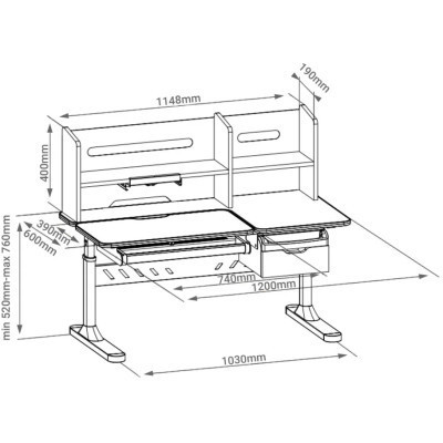 Парта FunDesk (1+1+1) (FIORE II GREY)