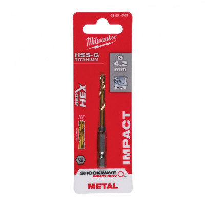 Свердло Milwaukee по металу RedHEX HSS-G TiN, 4,2мм (48894709)
