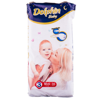Підгузки Dolphin Midi 3 5 - 9 кг 36 шт (8680131203383)