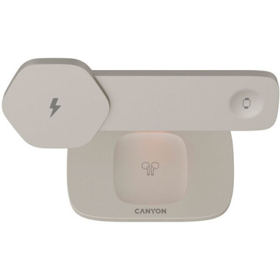 Зарядний пристрій Canyon wireless charger HEXAGON WCS-310 3in1 LightGrey/Orange (CNS-WCS310LGOR)